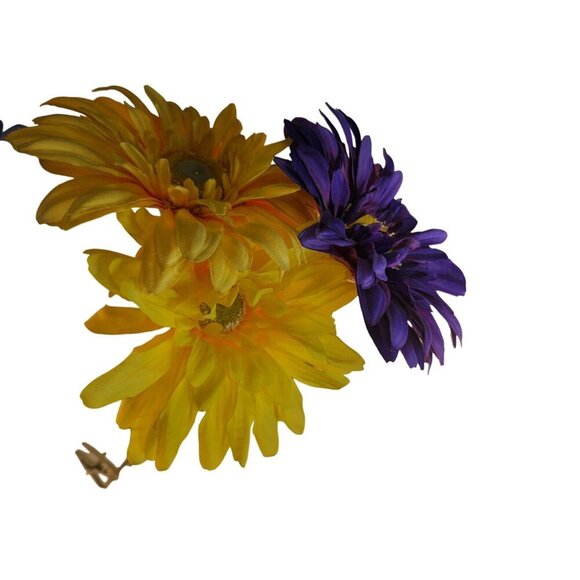 Artificial Gerbera Daisy Flower Stems In Yellow, Purple, Pink, Blue Wreath Arran - Picture 8 of 10